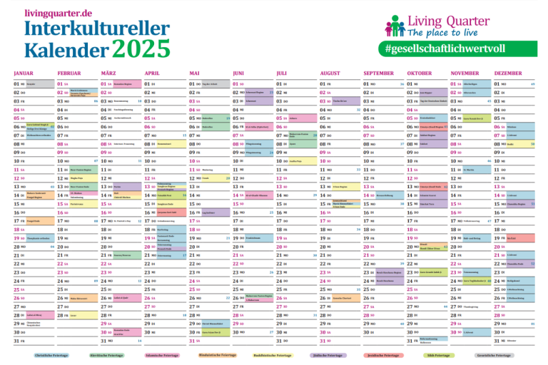 Interkultureller Kalender 2025 von Living Quarter